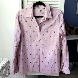 Croft & Barrow Light Pink & Huckleberry Floral Button Down Shirt XL